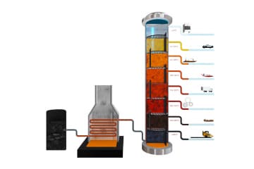 Fractional distillation of oil