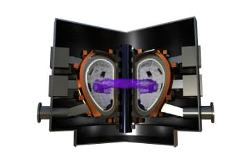 Toroidal chamber with magnetic coils (Tokamak)