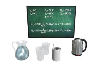 Comparison of the amount of heat when mixing water of different temperatures